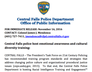 Central Falls police host emotional awareness and cultural diversity training